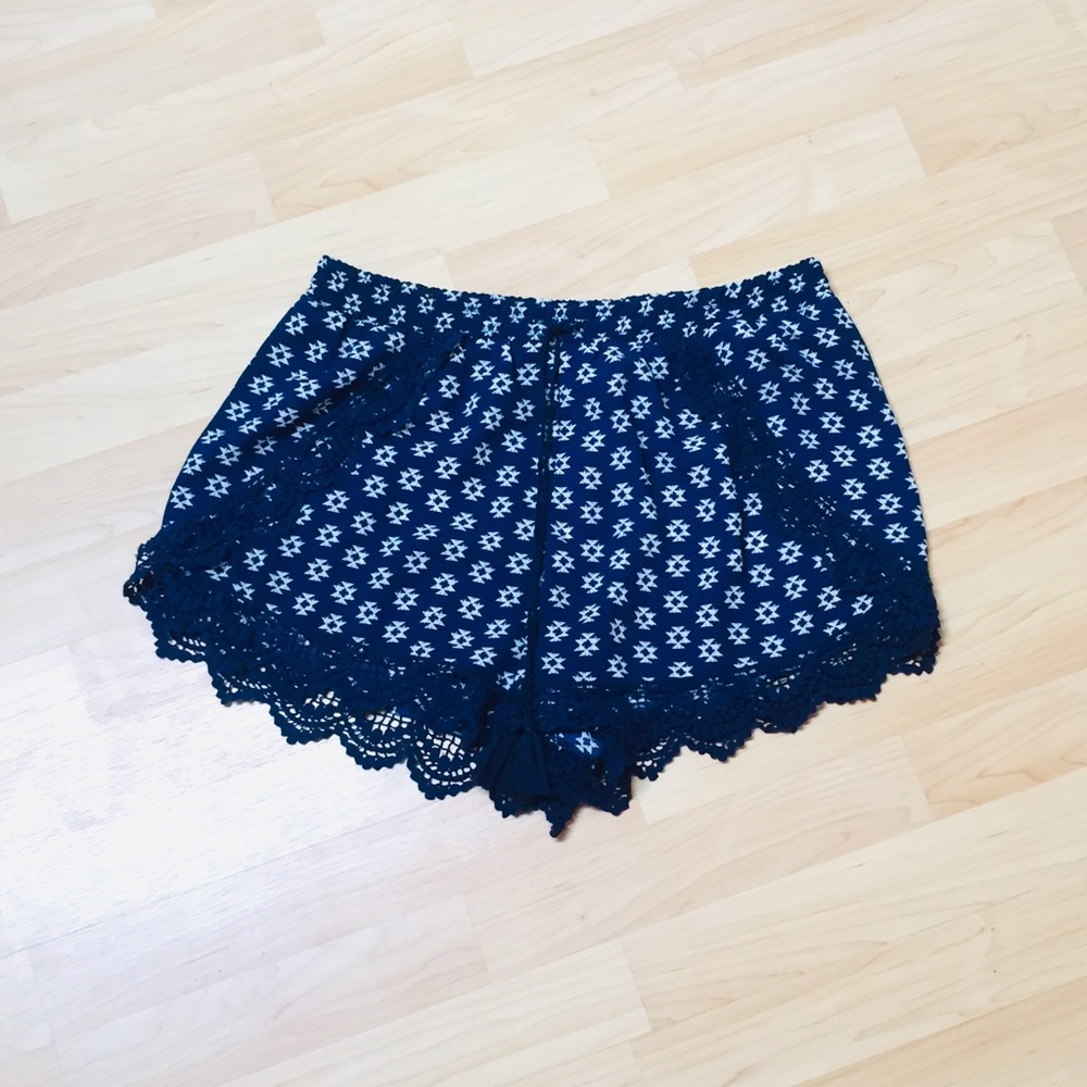 Xhiliration Navy Boho Lounge Shorts